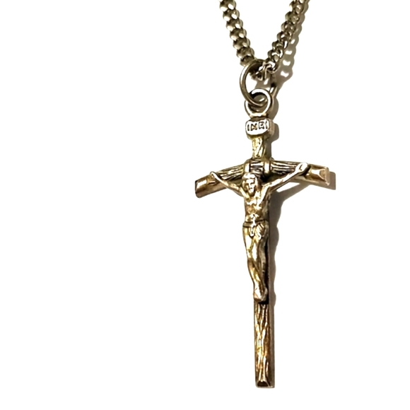 VINTAGE MEN'S OR WOMEN'S STERLING SILVER .925 CROSS PENDANT NO CLASP 27"NECKLACE - Picture 3 of 10